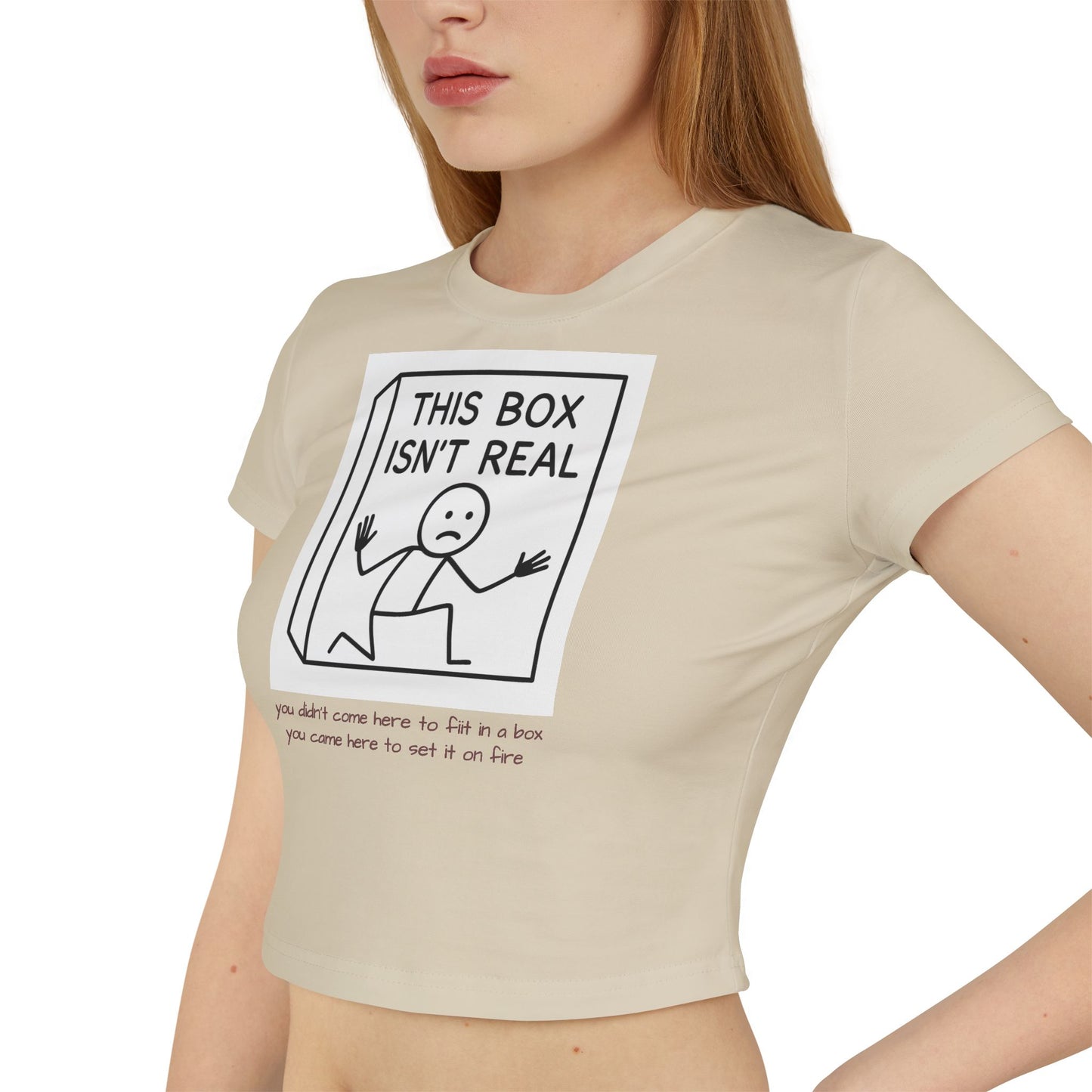 "this box isn't real." Cropped Graphic Tee