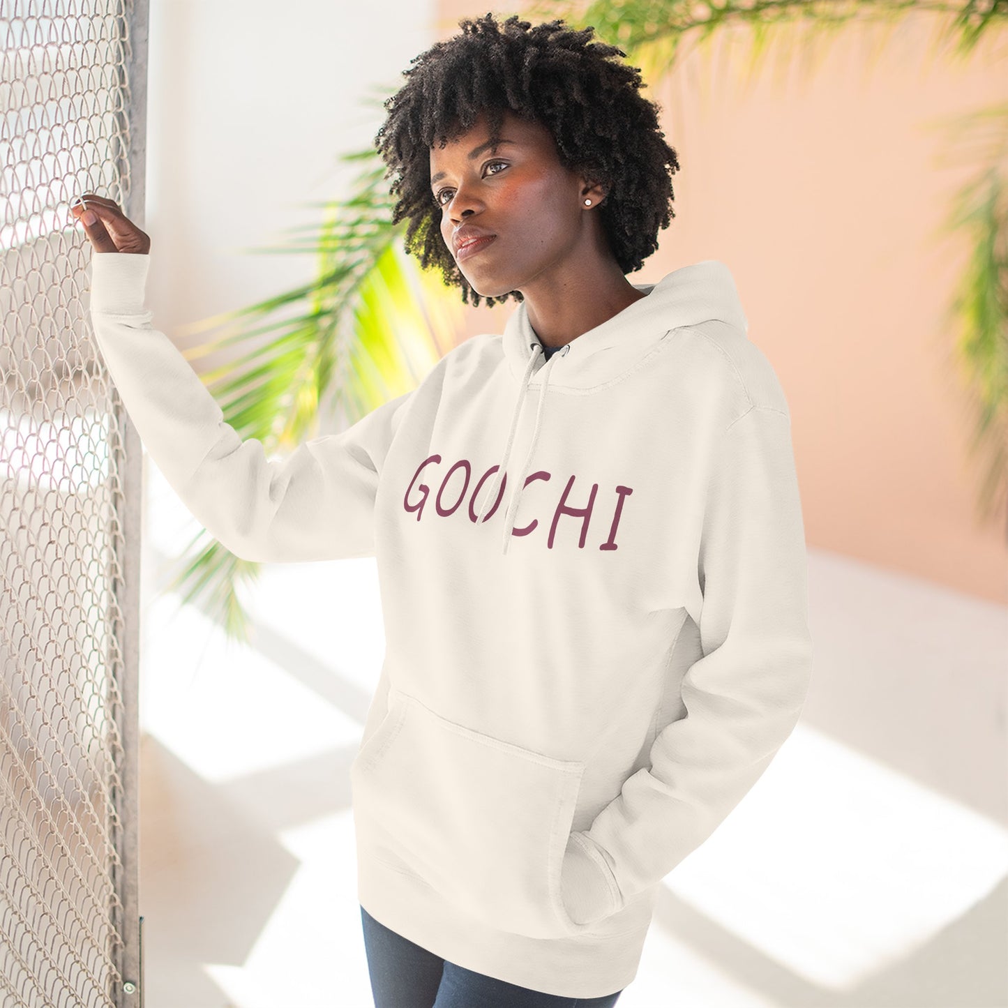 Goochi Hoodie — Minimalist Slogan Fleece Hoodie