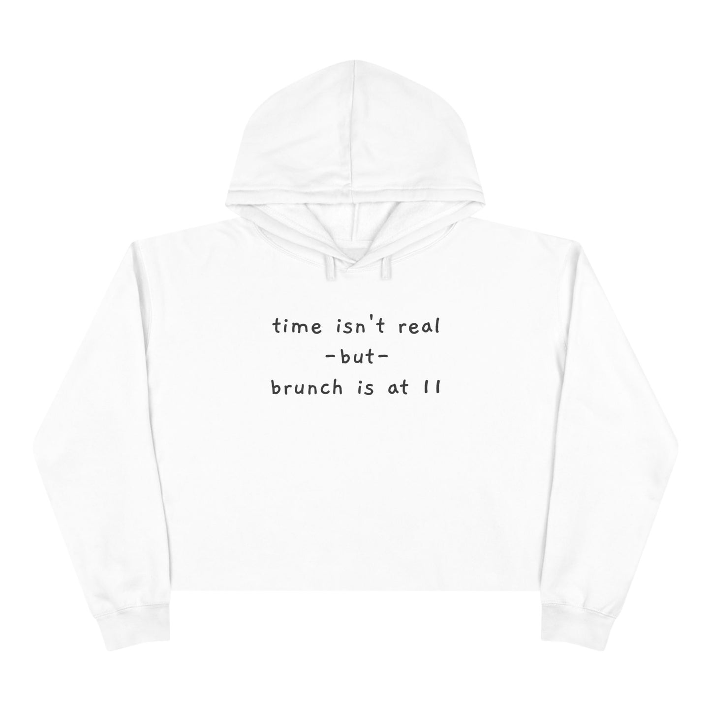 "brunch is at 11" Minimal Script Crop Sweatshirt