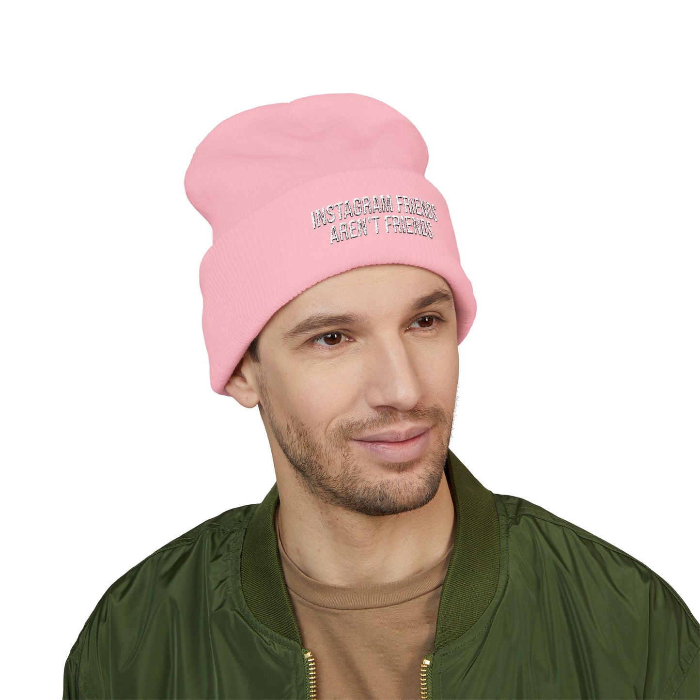 Instagram friends aren't friends Embroidered Cuffed Beanie