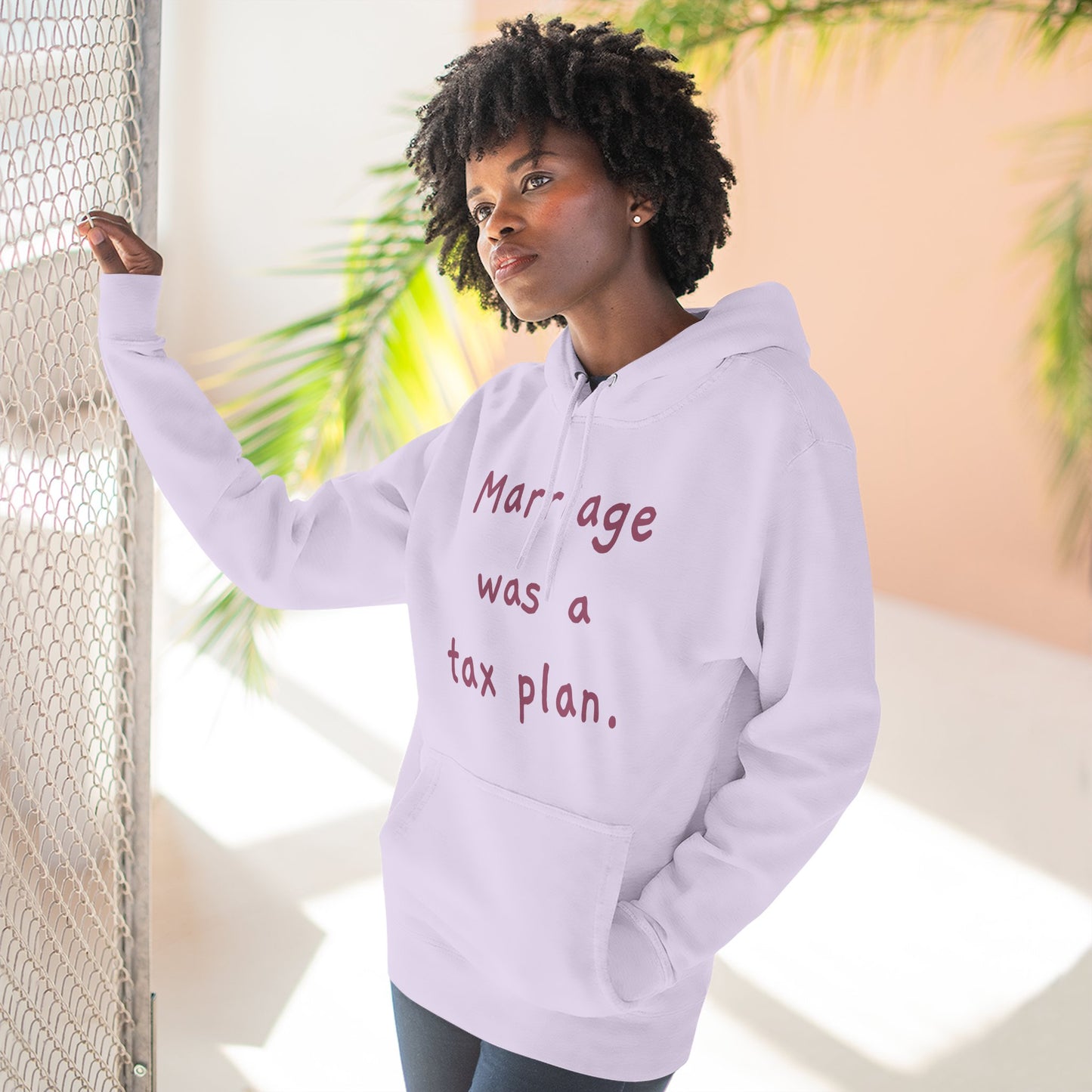 Marriage was a tax plan Hoodie — Minimalist Slogan Fleece Hoodie