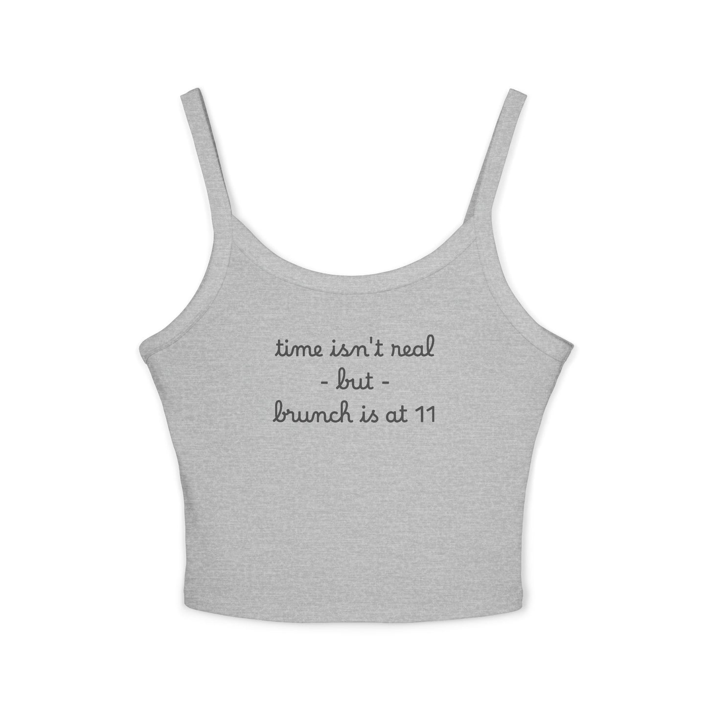 “time isn’t real but brunch is at 11” Cute Brunch Graphic Tank Top
