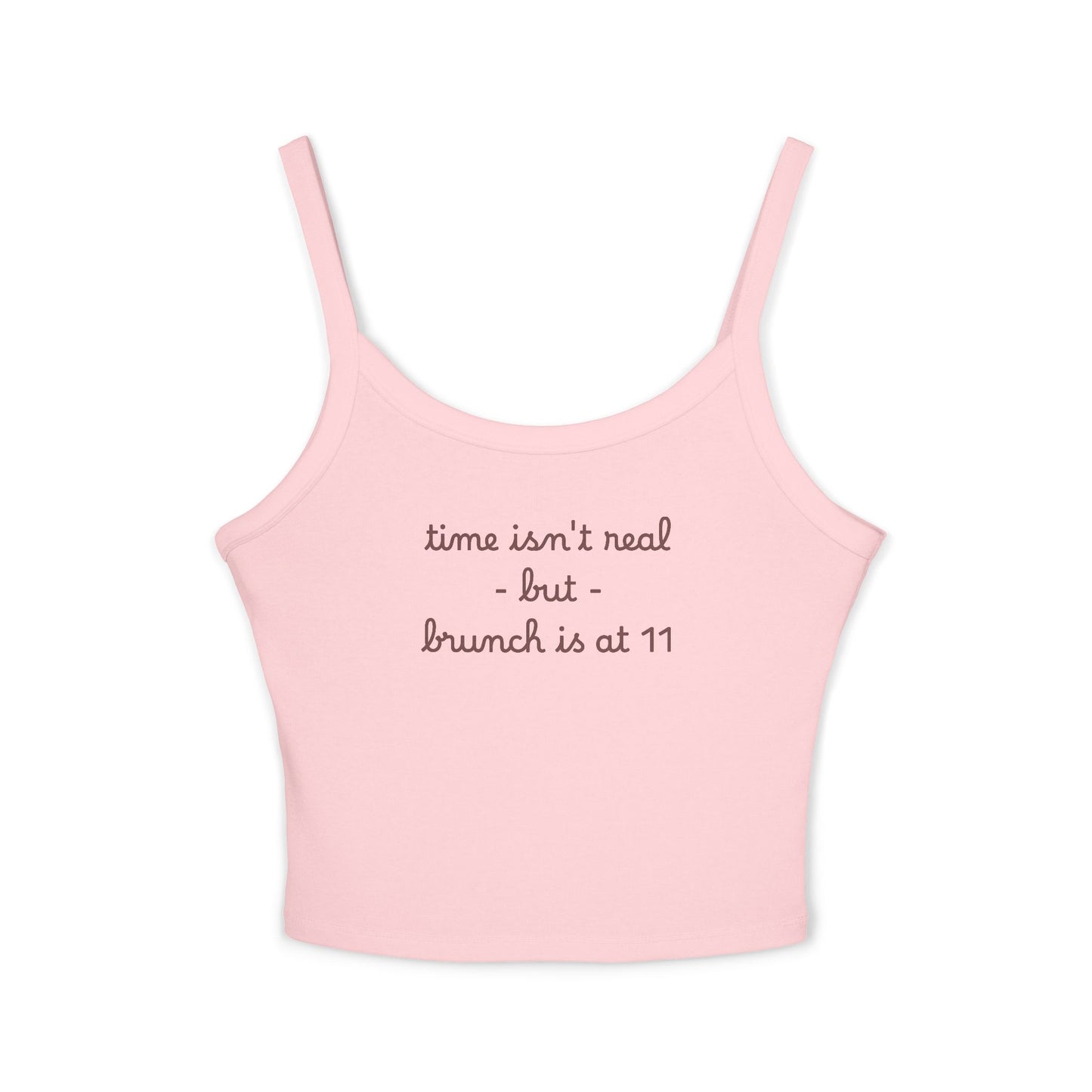 “time isn’t real but brunch is at 11” Cute Brunch Graphic Tank Top