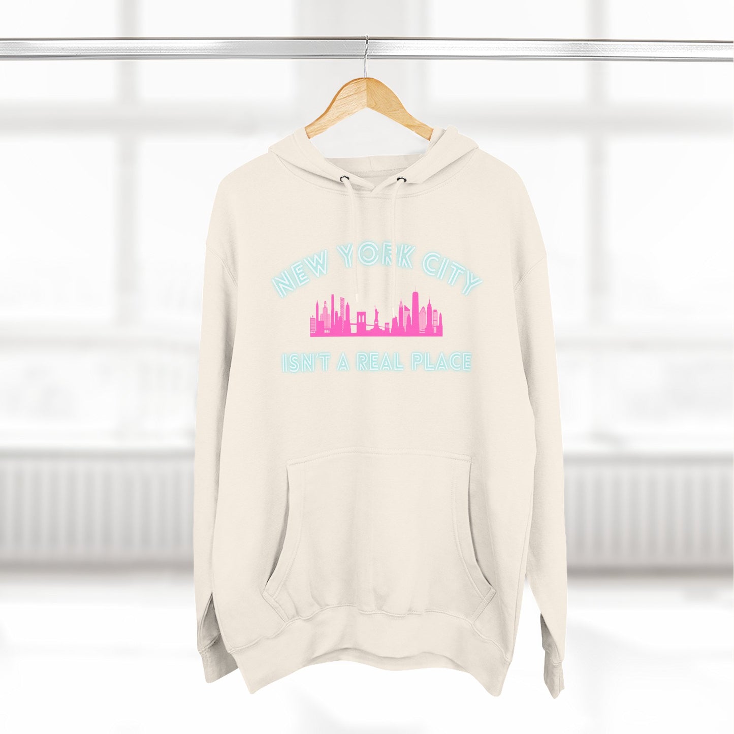 NYC isn't a real place Hoodie — Minimalist Slogan Fleece Hoodie