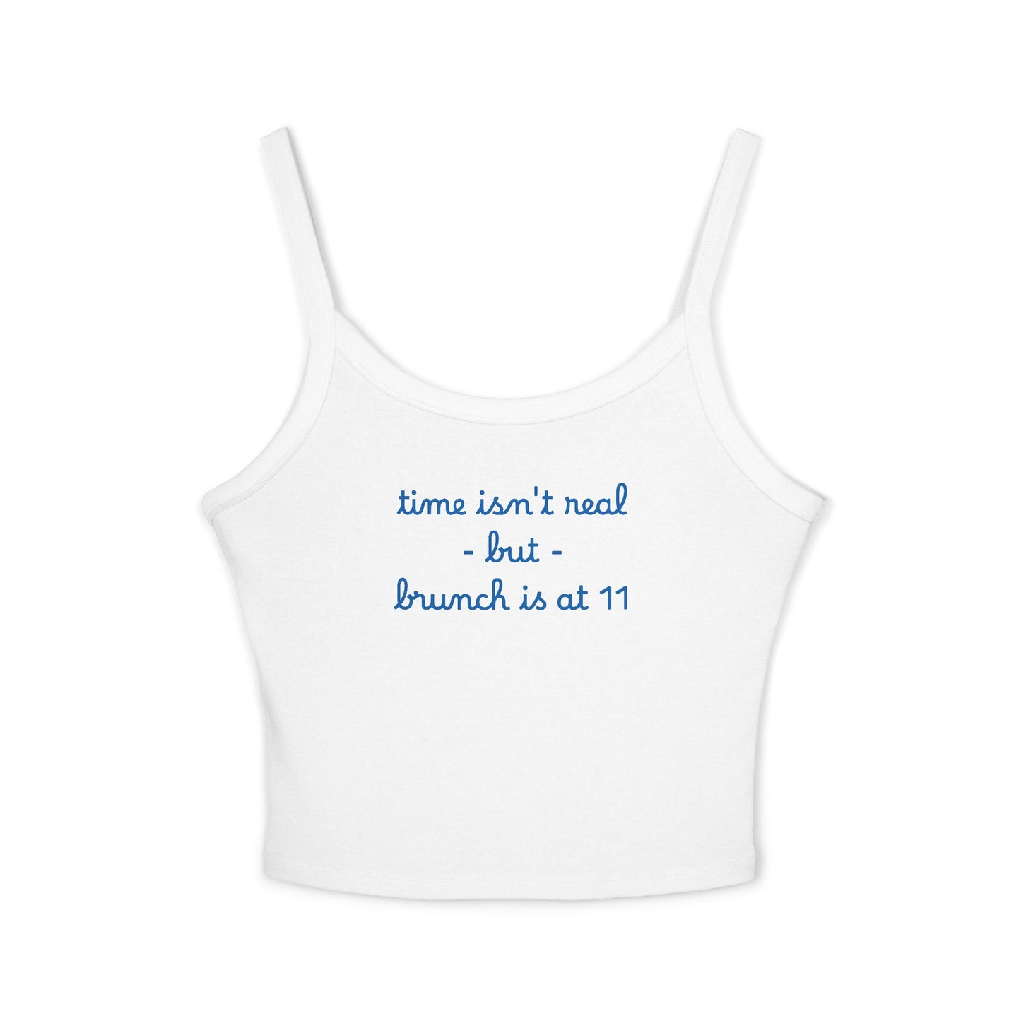 “time isn’t real but brunch is at 11” Cute Brunch Graphic Tank Top