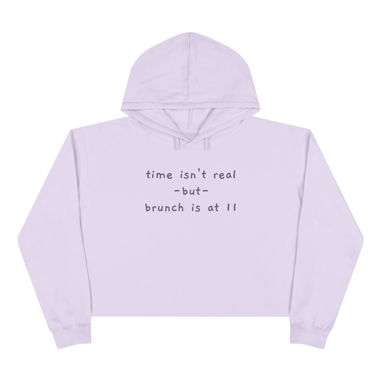 "brunch is at 11" Minimal Script Crop Sweatshirt