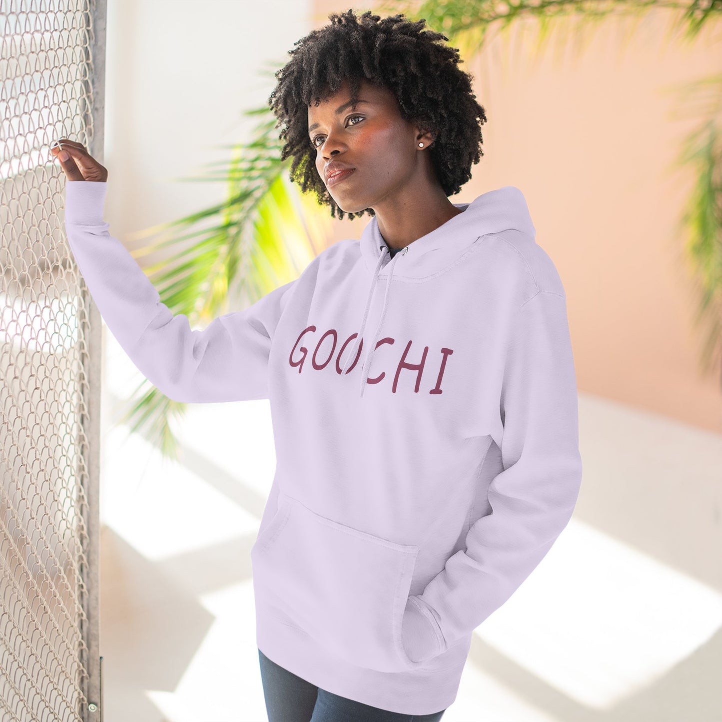 Goochi Hoodie — Minimalist Slogan Fleece Hoodie