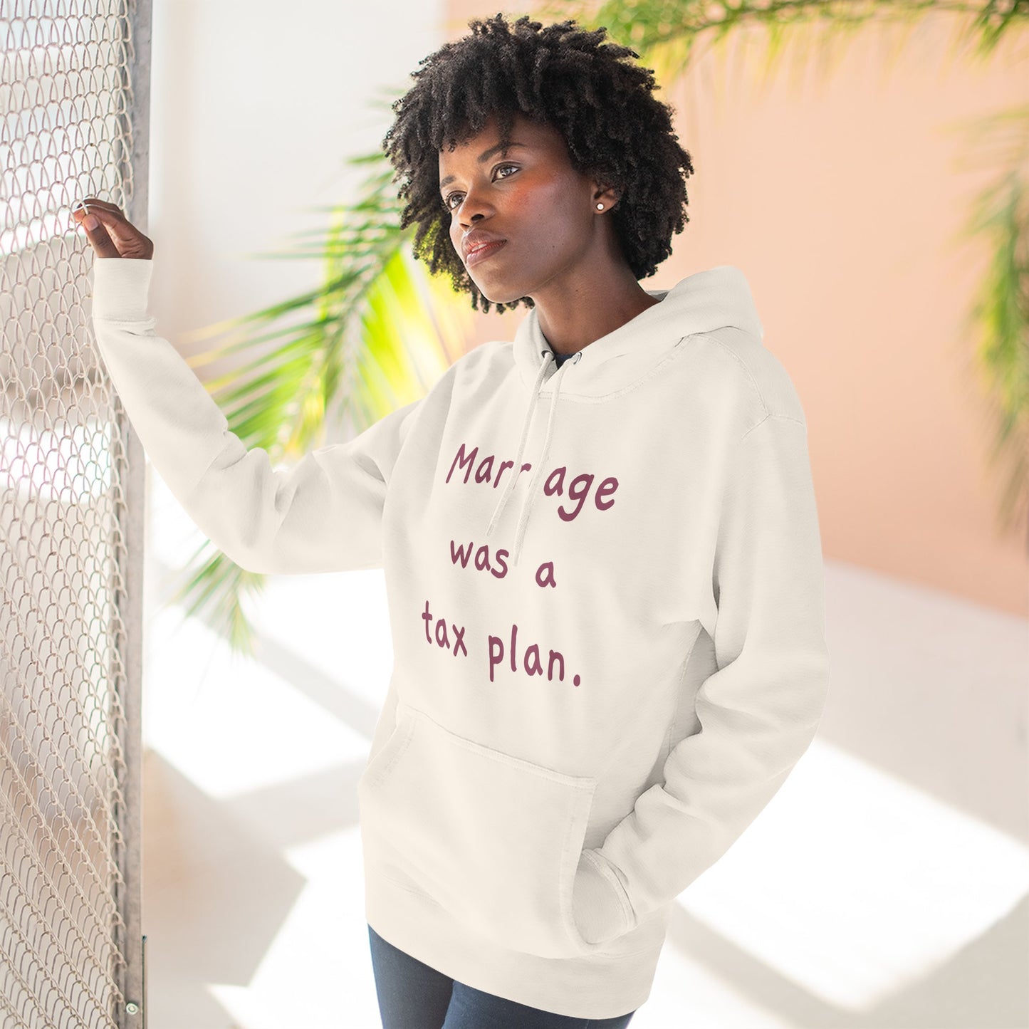 Marriage was a tax plan Hoodie — Minimalist Slogan Fleece Hoodie