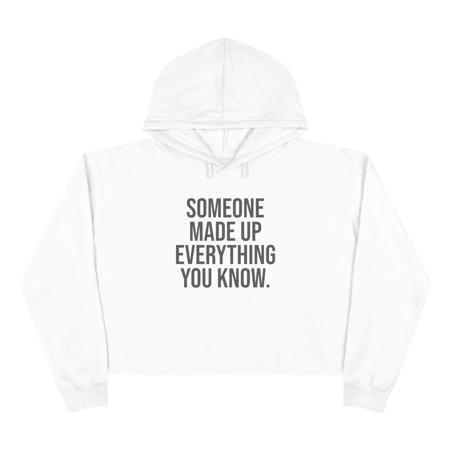 "someone made up everything you know" Minimal Script Crop Sweatshirt