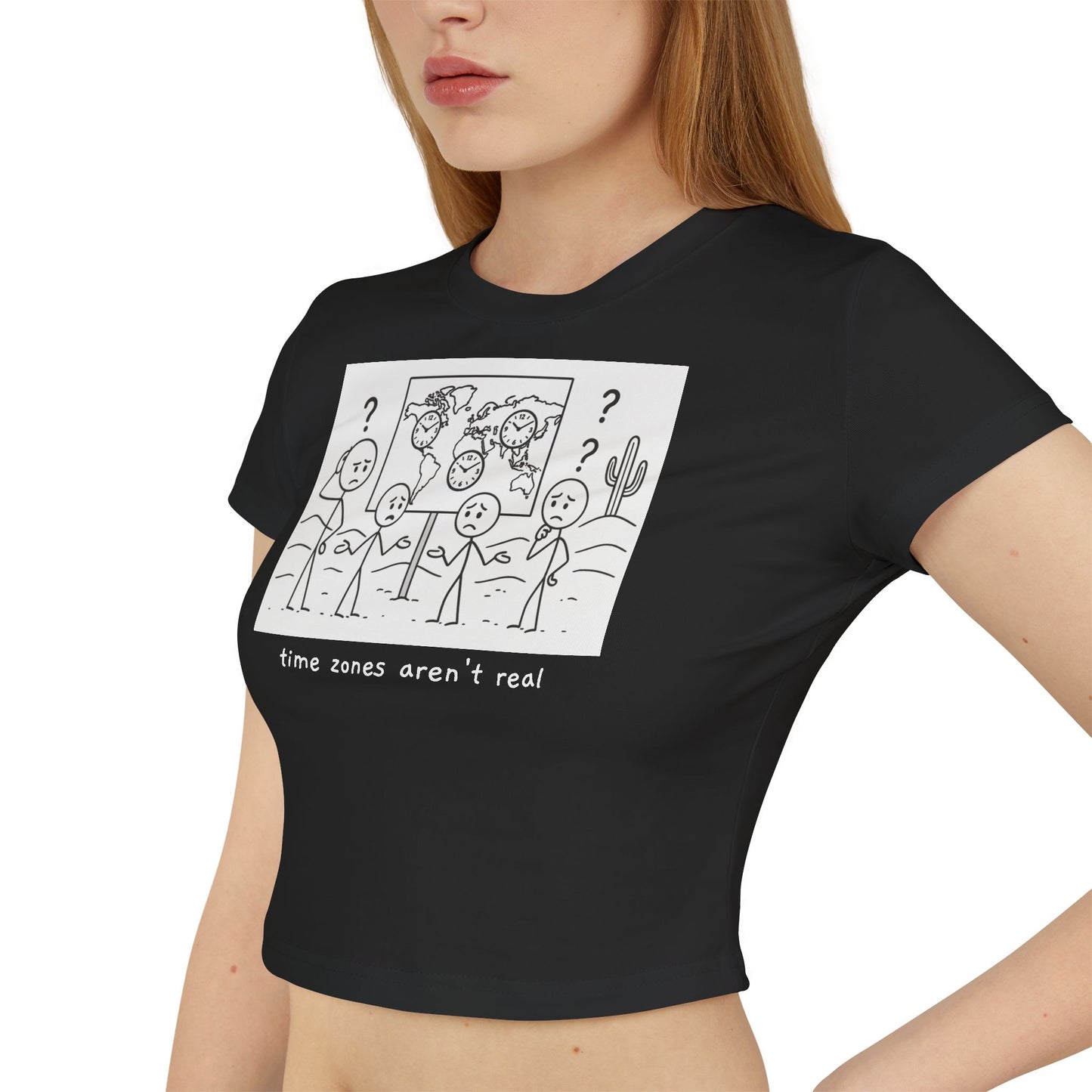 "time zones aren't real." Cropped Graphic Tee