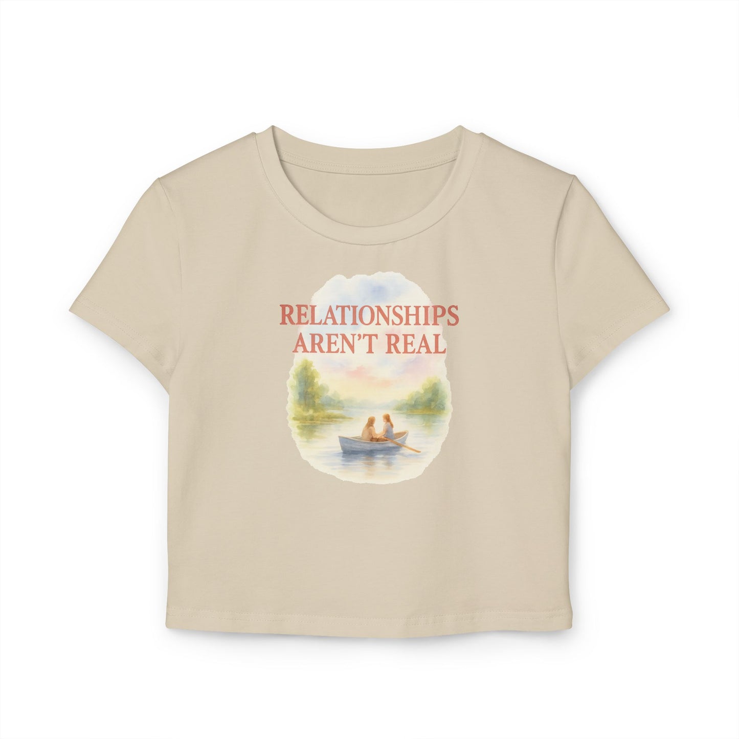 "relationships aren't real lake." Cropped Graphic Tee