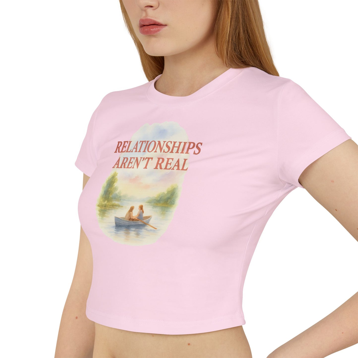 "relationships aren't real lake." Cropped Graphic Tee
