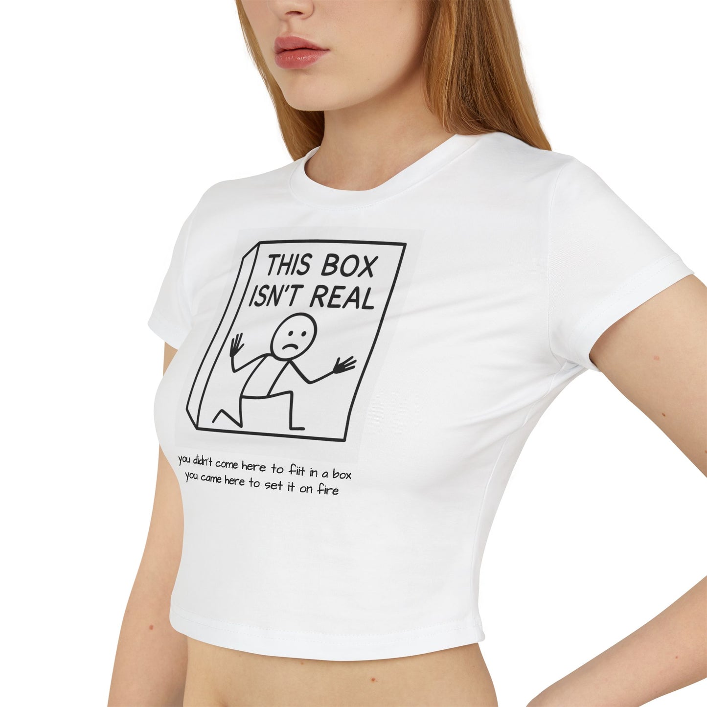 "this box isn't real." Cropped Graphic Tee