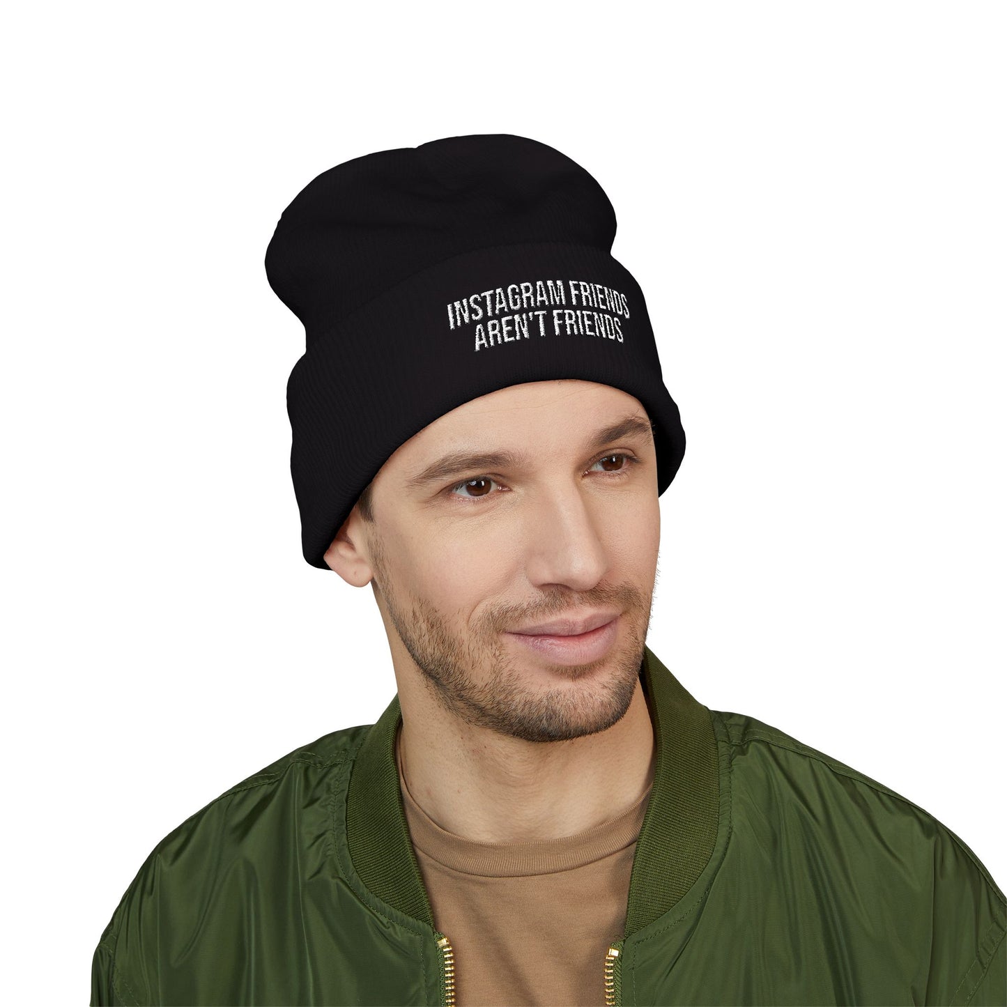 Instagram friends aren't friends Embroidered Cuffed Beanie
