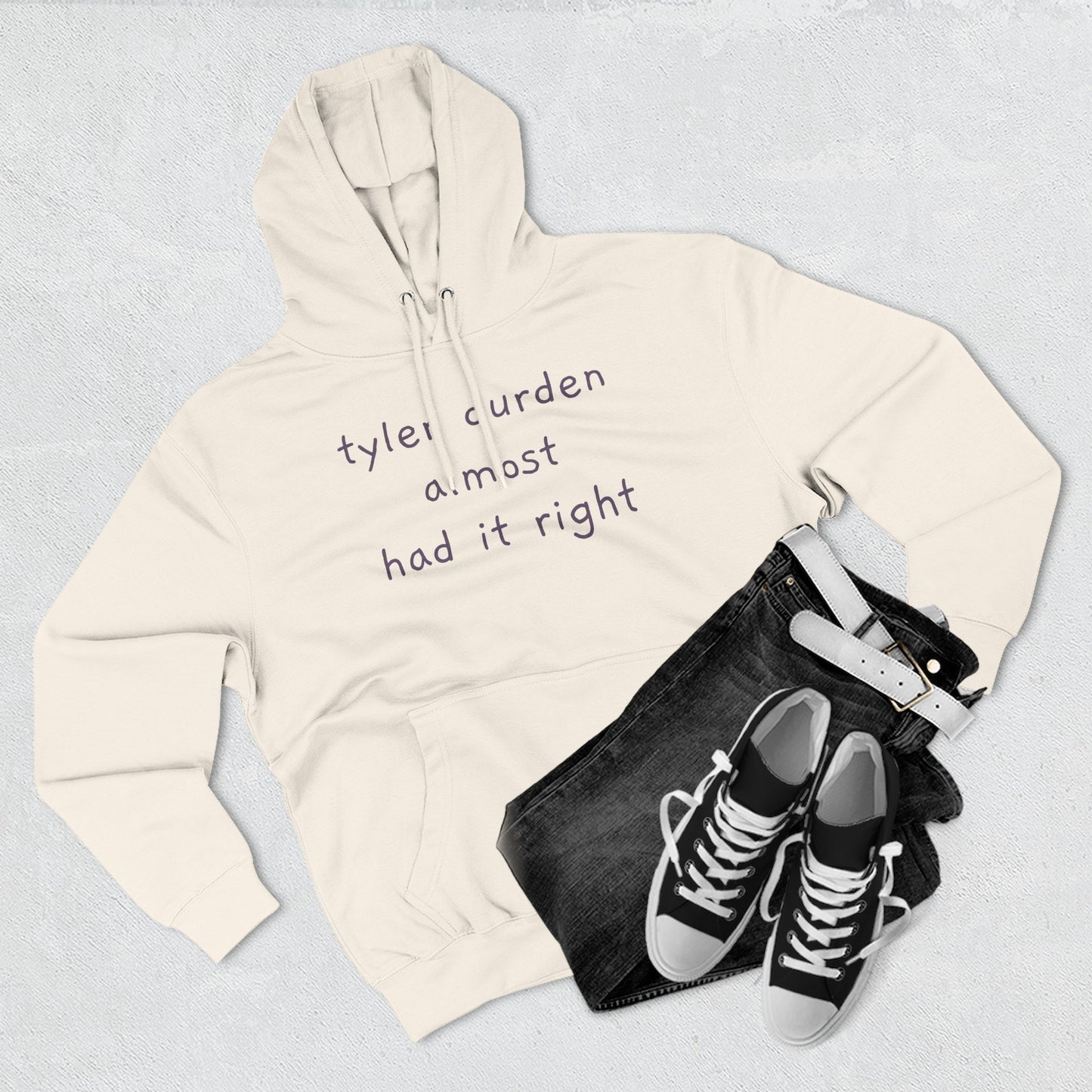 Tyler Durden almost had it right Hoodie — Minimalist Slogan Fleece Hoodie