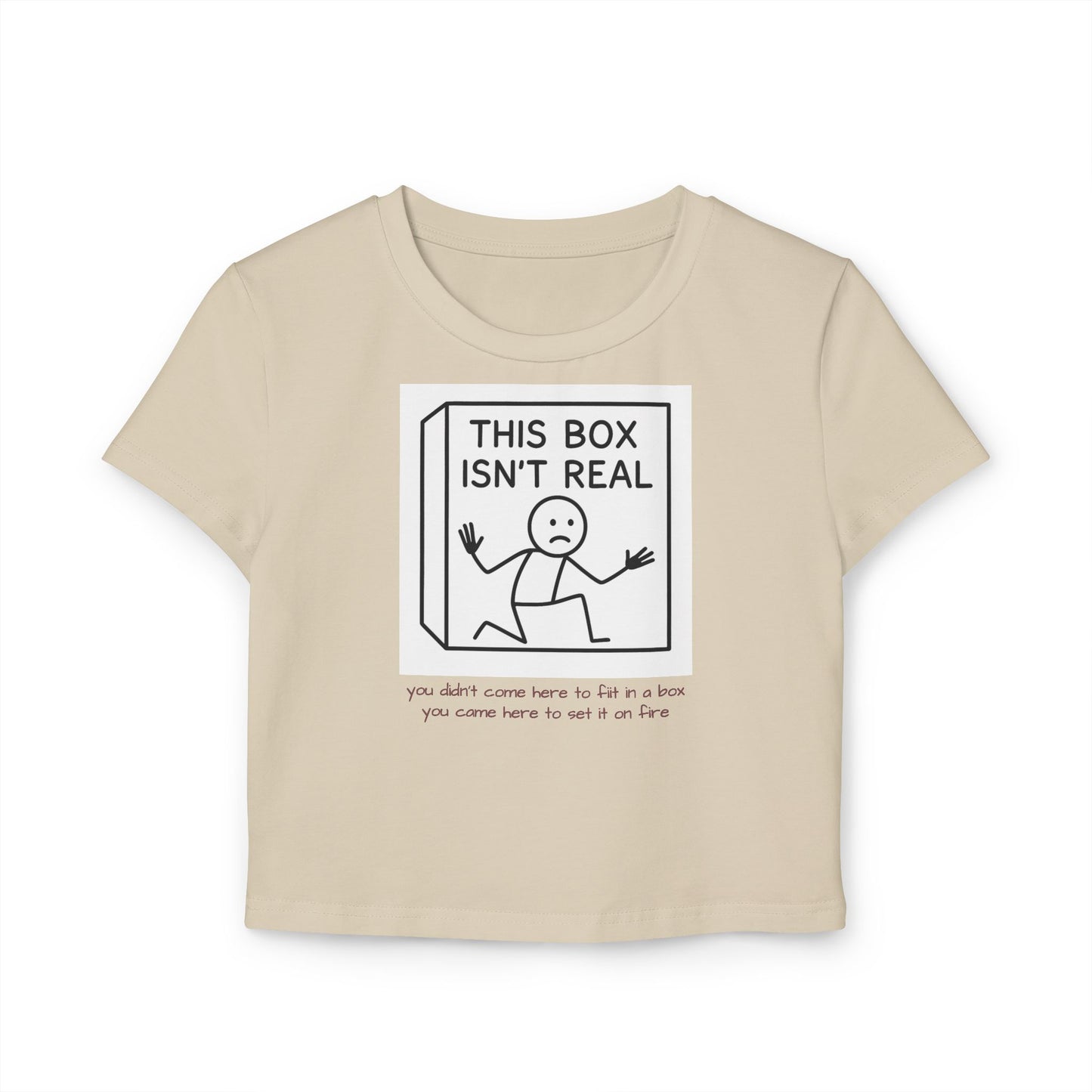 "this box isn't real." Cropped Graphic Tee