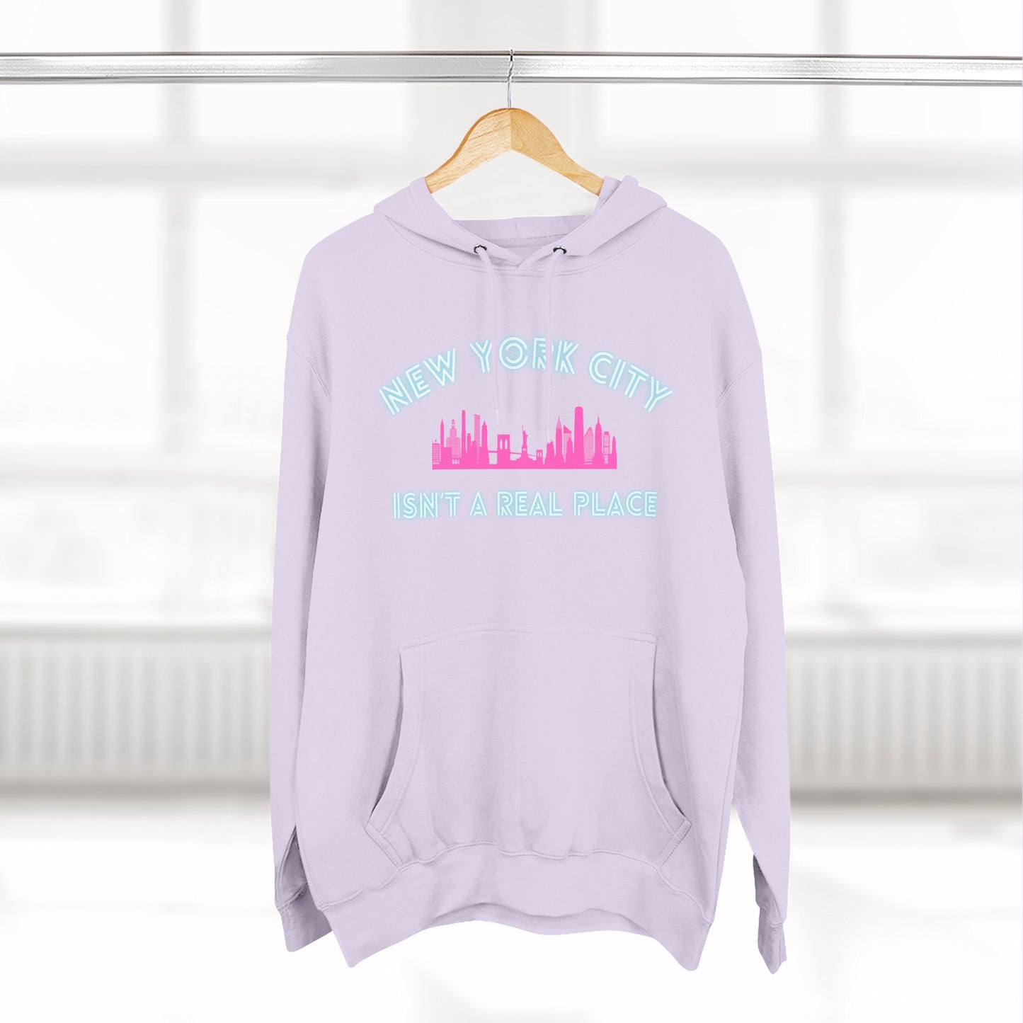 NYC isn't a real place Hoodie — Minimalist Slogan Fleece Hoodie
