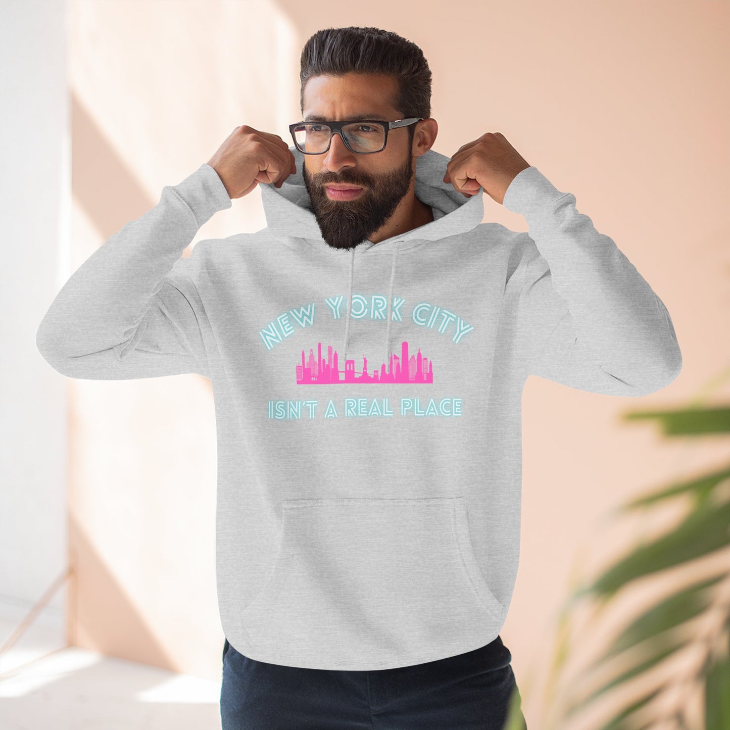NYC isn't a real place Hoodie — Minimalist Slogan Fleece Hoodie