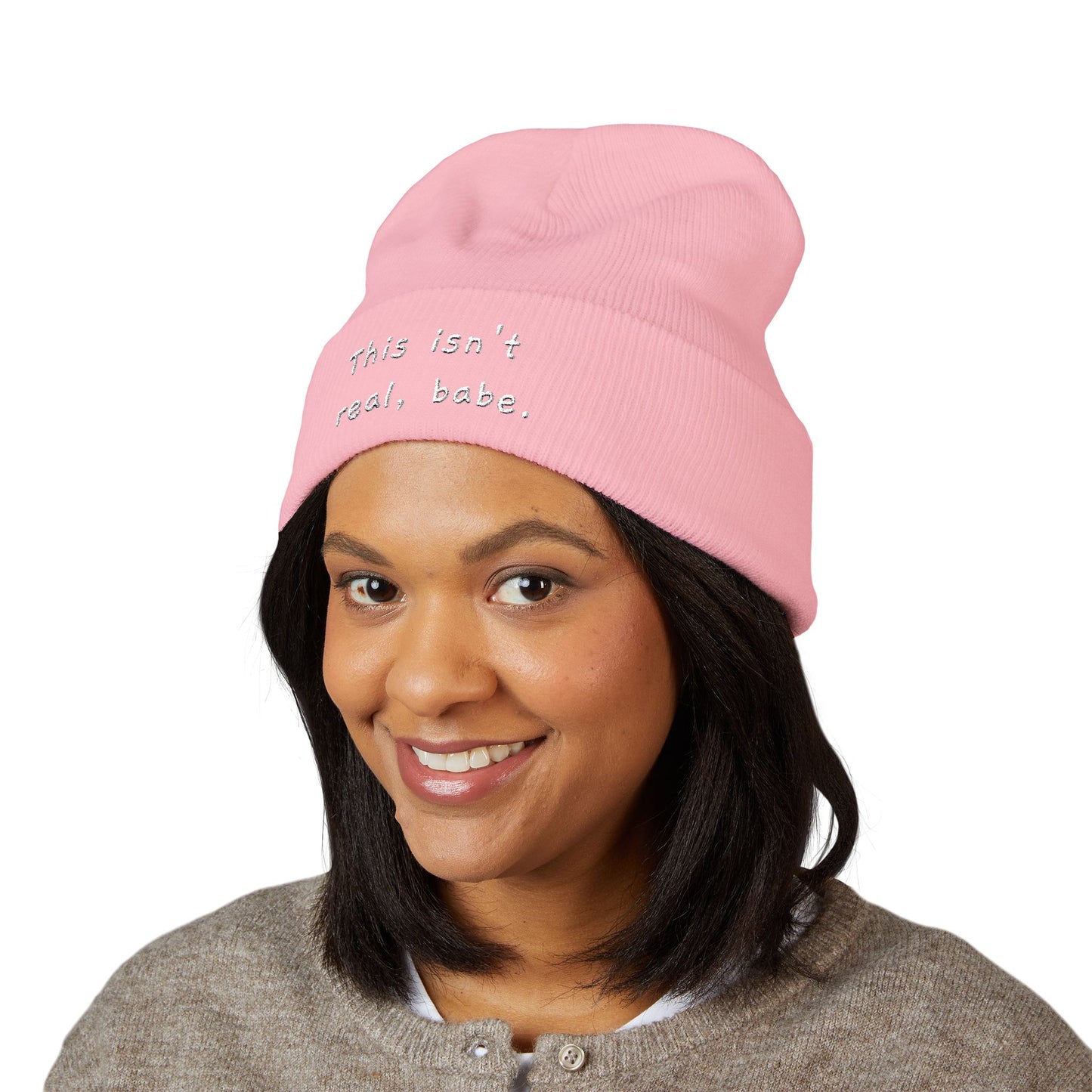 This isn't real, babe. Embroidered Cuffed Beanie