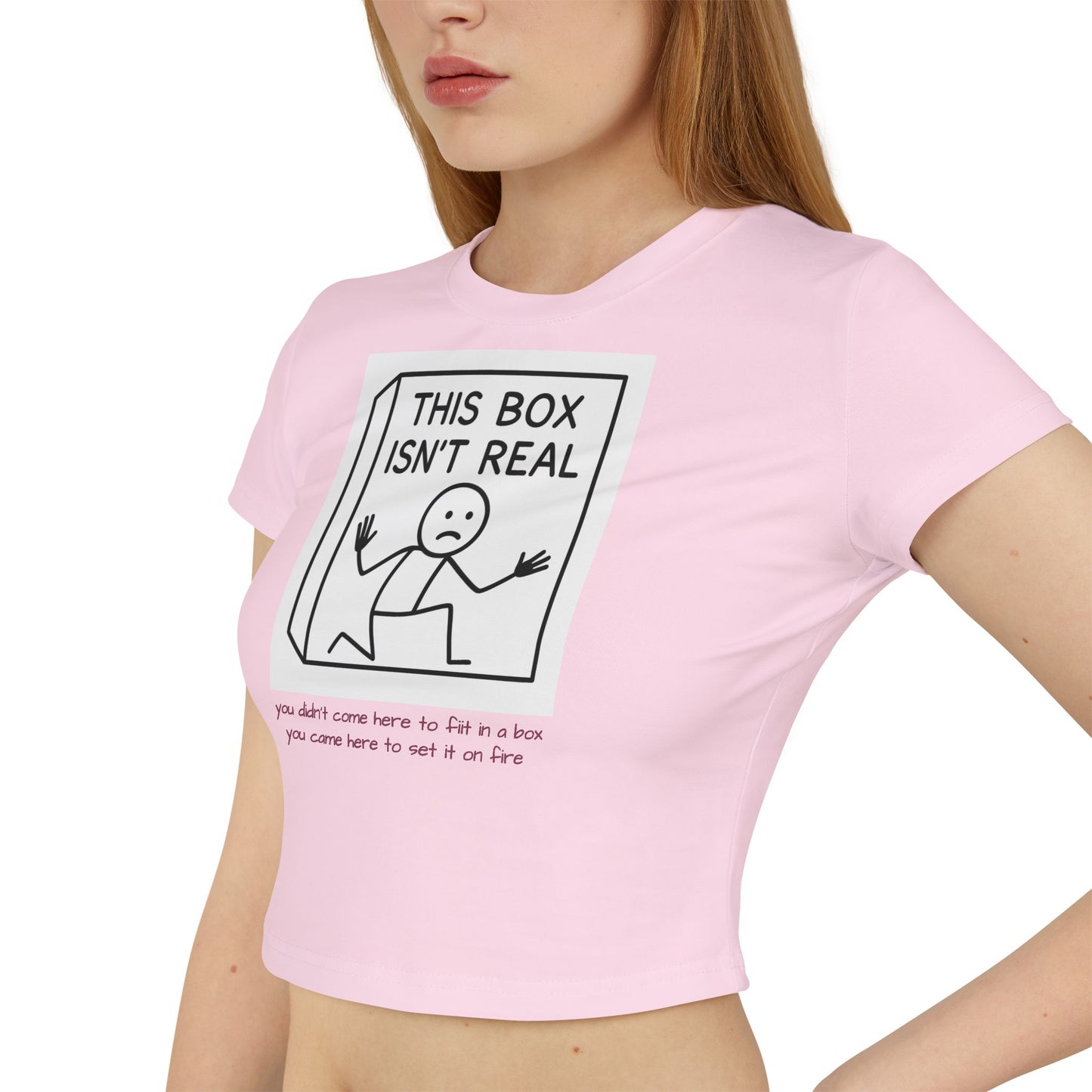 "this box isn't real." Cropped Graphic Tee